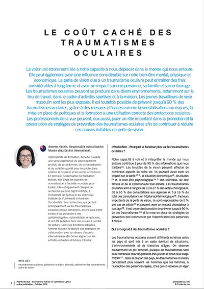 Le coût caché des traumatismes oculaires