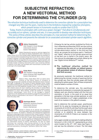 Subjective Refraction: A new vectorial method for determining the cylinder 3/3