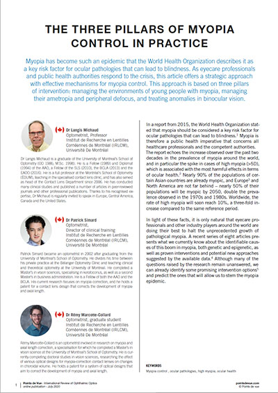 The three pillars of myopia controle in practice