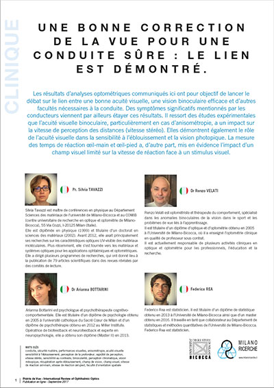 Une bonne correction de la vue pour une conduite sûre : le lien est démontré