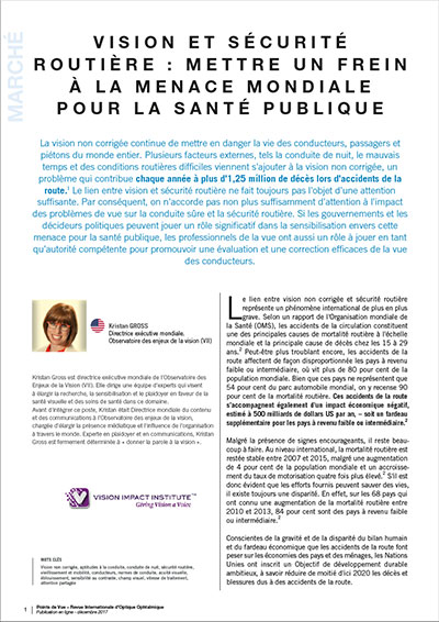 Vision et sécurité routière : Mettre un frein à la menace mondiale pour la santé publique